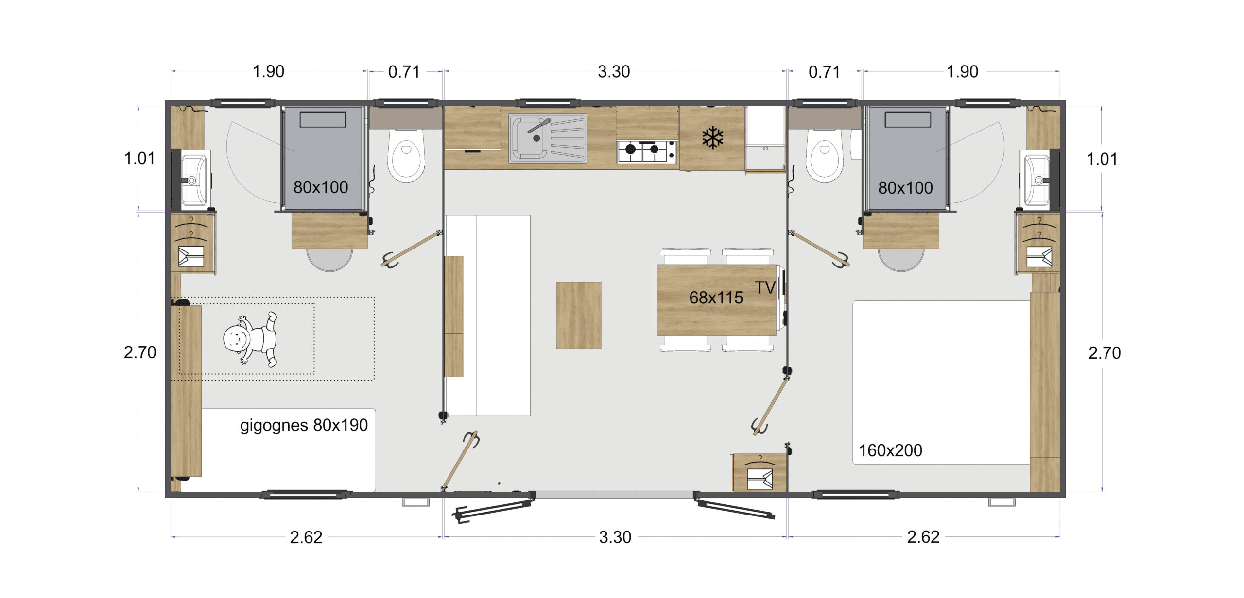 Plan du mobil-home Standing
