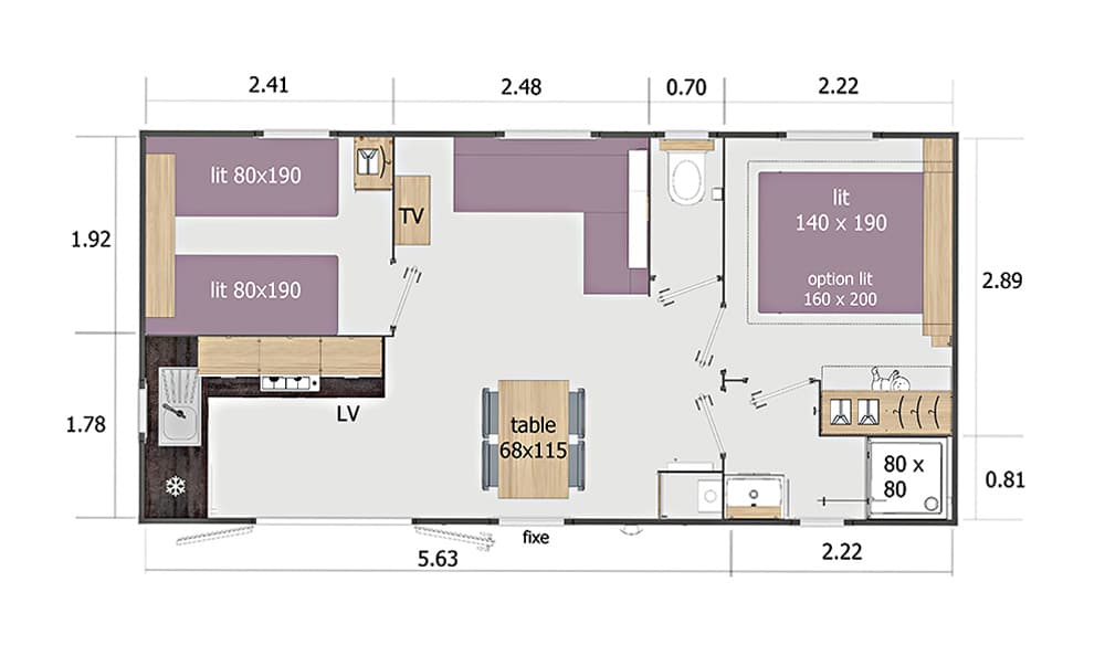Plan du mobil-home Premium